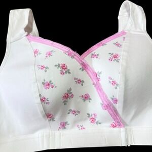 NWT Fiona Bra Comfortable & Convenient Front Wrap Closure Bra XL White Floral